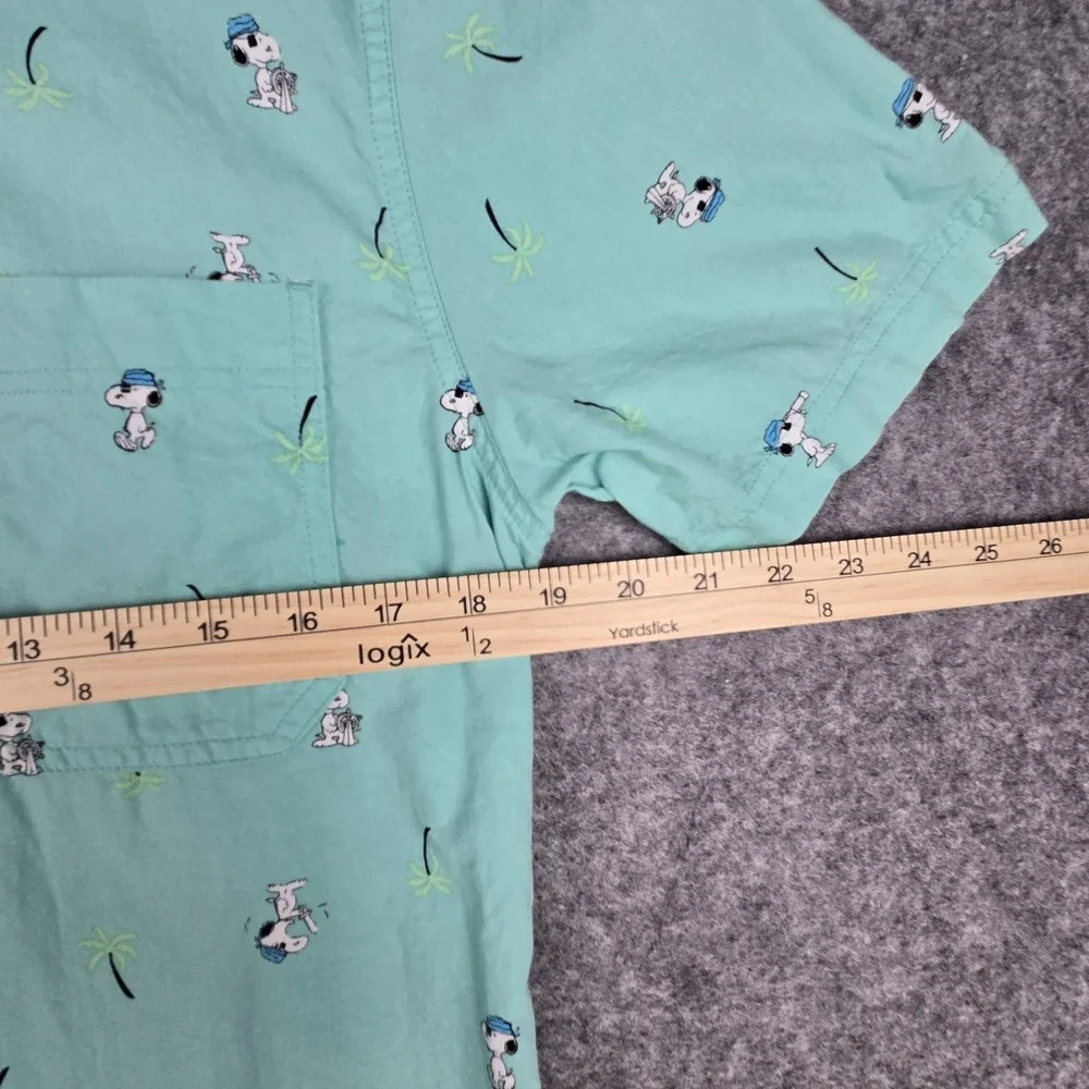 PEANUTS Snoopy Shirt Mens Medium Green‎ Pirate Palm Tree Casual Button-up - Picture 4 of 8
